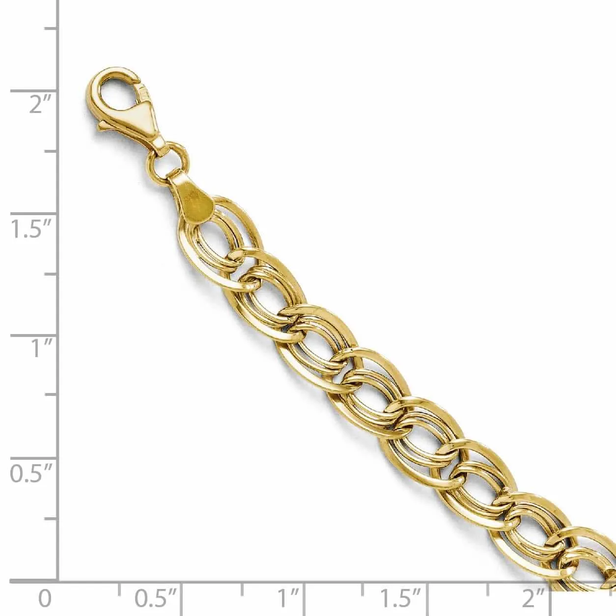 10k Yellow Gold Triple Link Flat Curb Bracelet