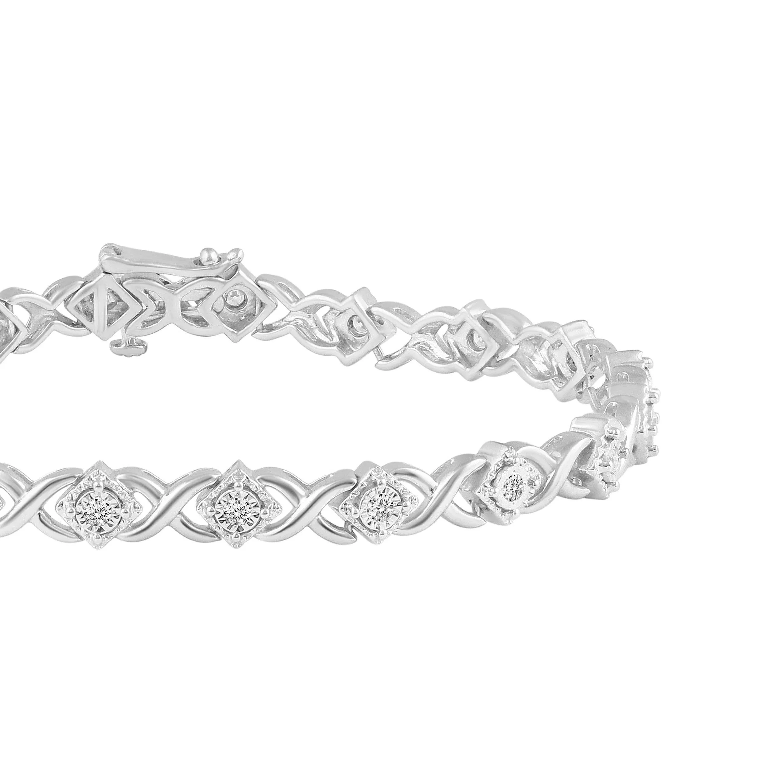 1/2ct tw Diamond XO Square Tennis Bracelet in Sterling Silver