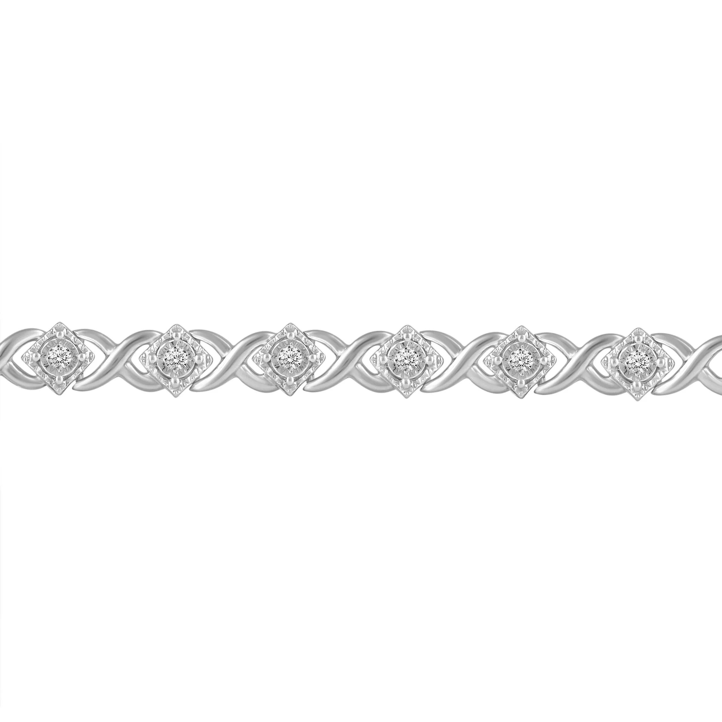 1/2ct tw Diamond XO Square Tennis Bracelet in Sterling Silver