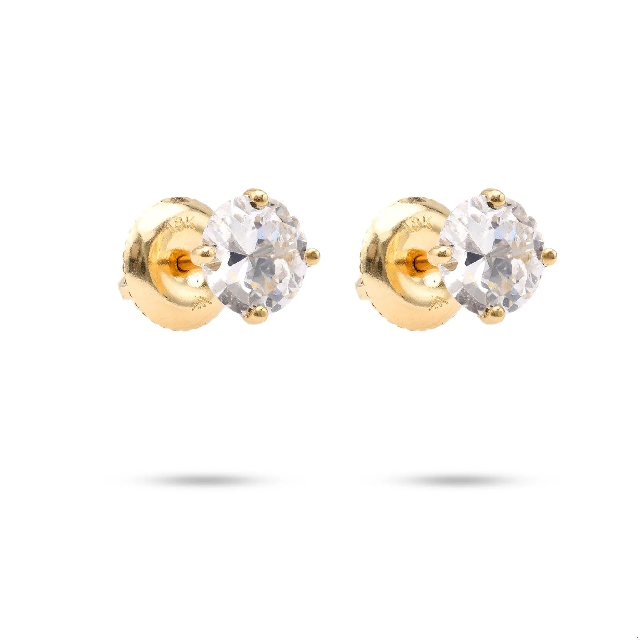 1.32 Carat Total Weight Diamond 18k Yellow Gold Stud Earrings