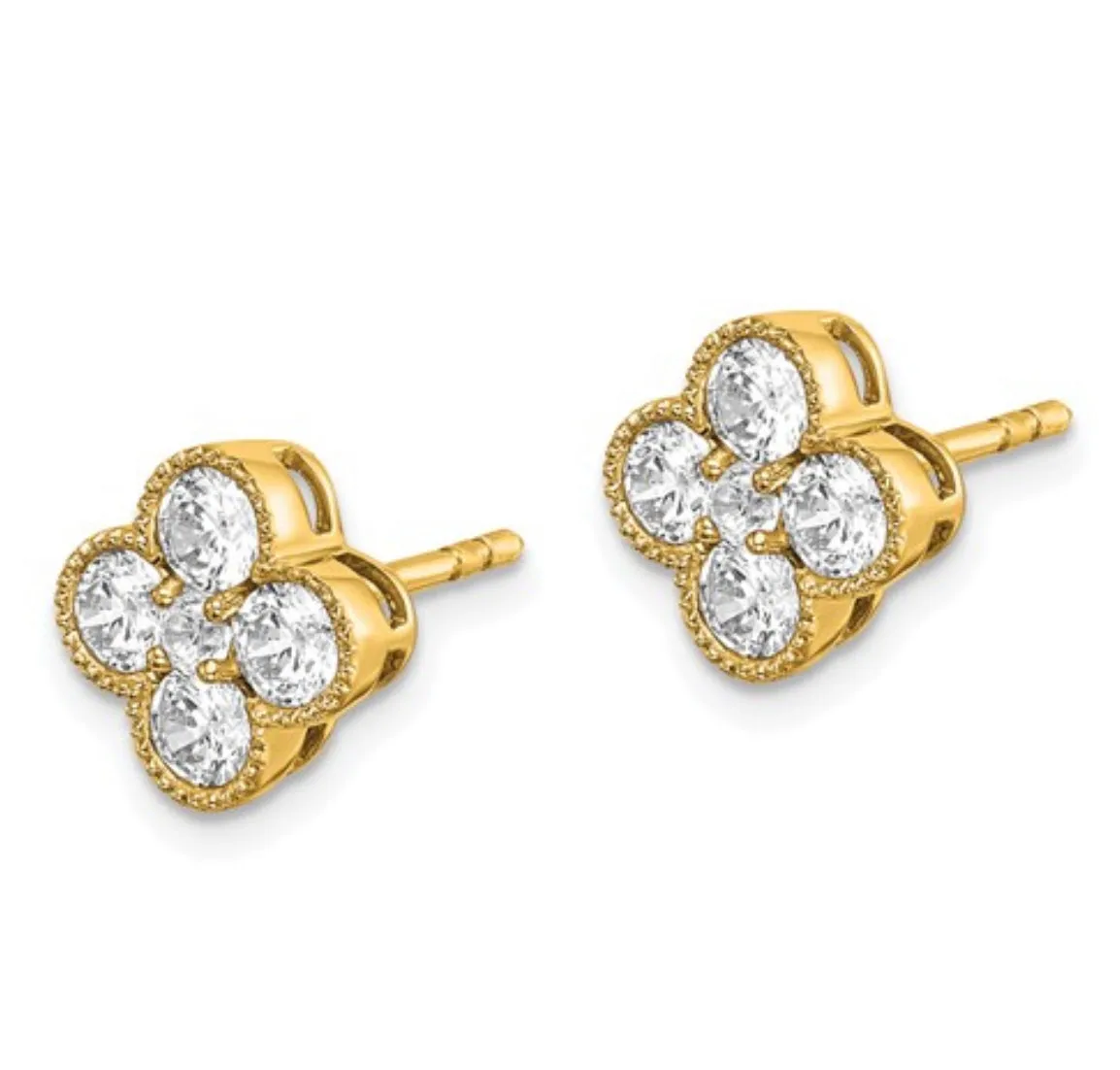 14k Diamond Bloom Stud Earrings