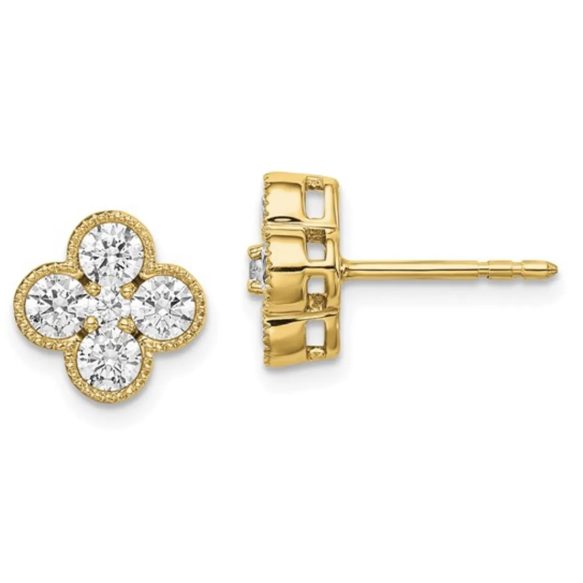 14k Diamond Bloom Stud Earrings