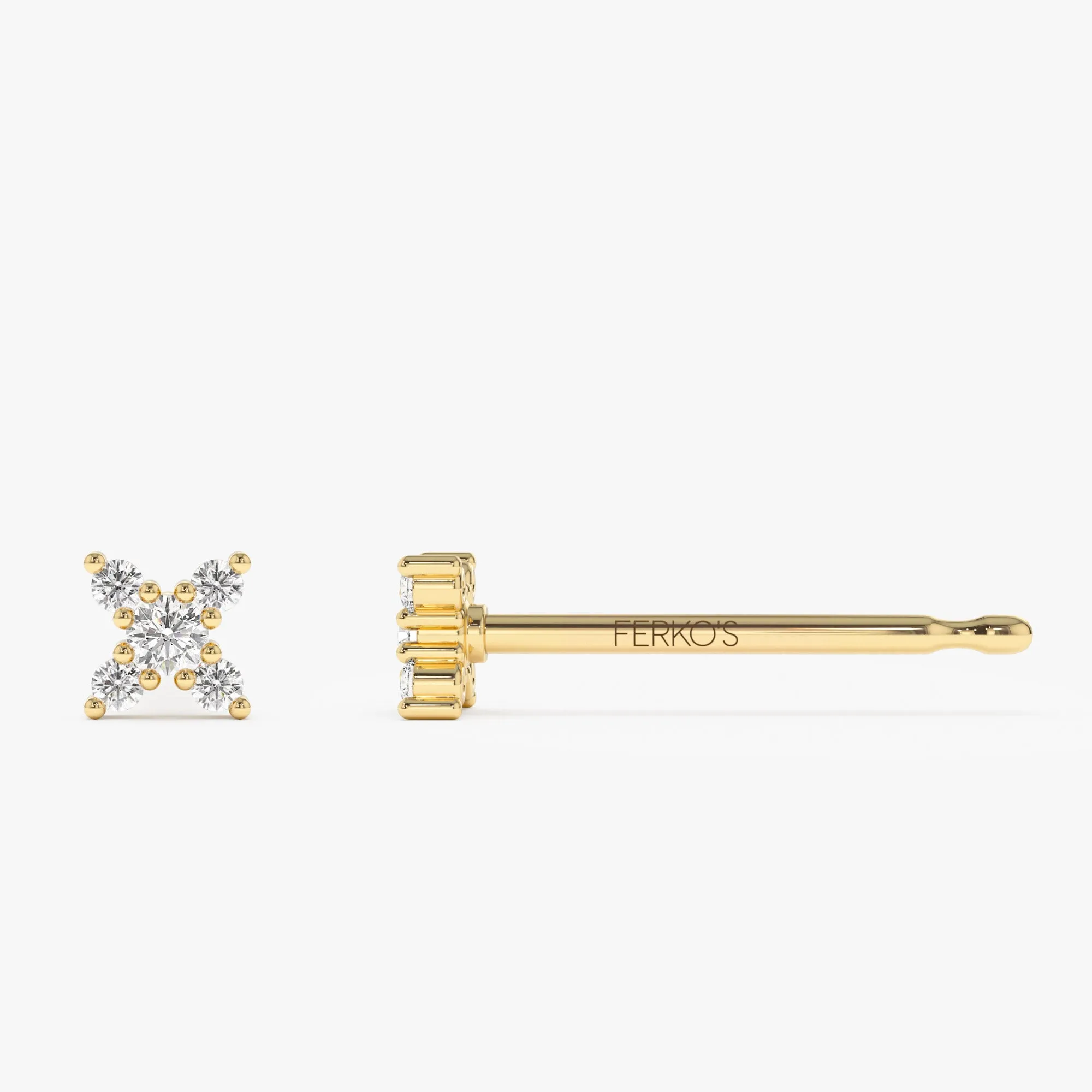 14K Gold Criss Cross X Diamond Earring Studs