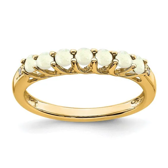 14k Gold Gemstone and Diamond 7-stone Ring