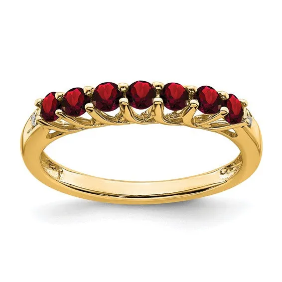 14k Gold Gemstone and Diamond 7-stone Ring