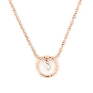 14K Rose Gold Circle Necklace with Diamond