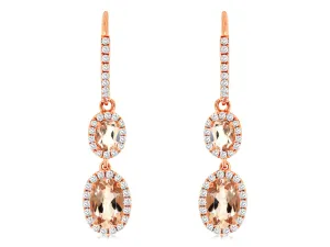 14K Rose Gold Morganite and Diamond Earrings