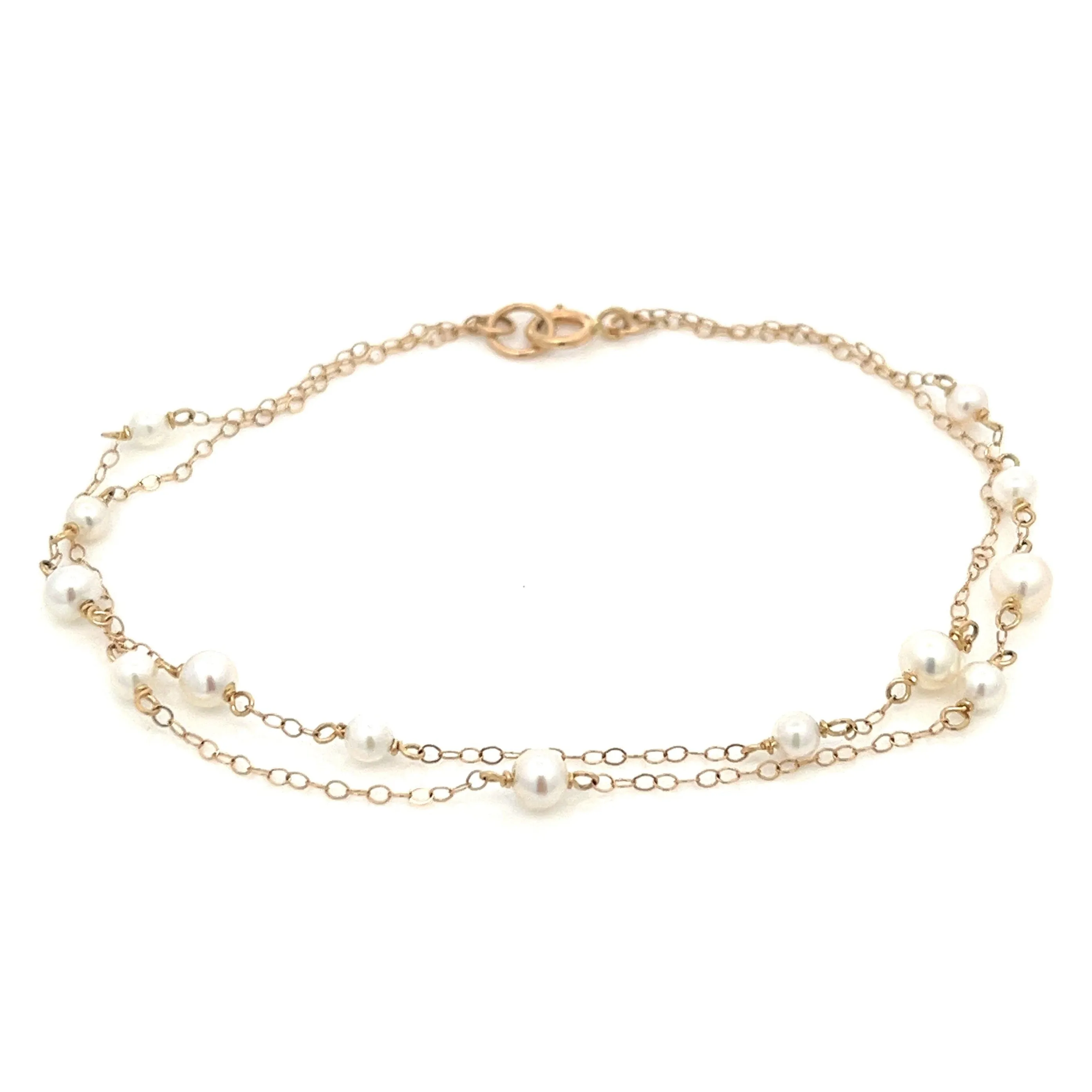 14K van luna - double-layered akoya pearl bracelet