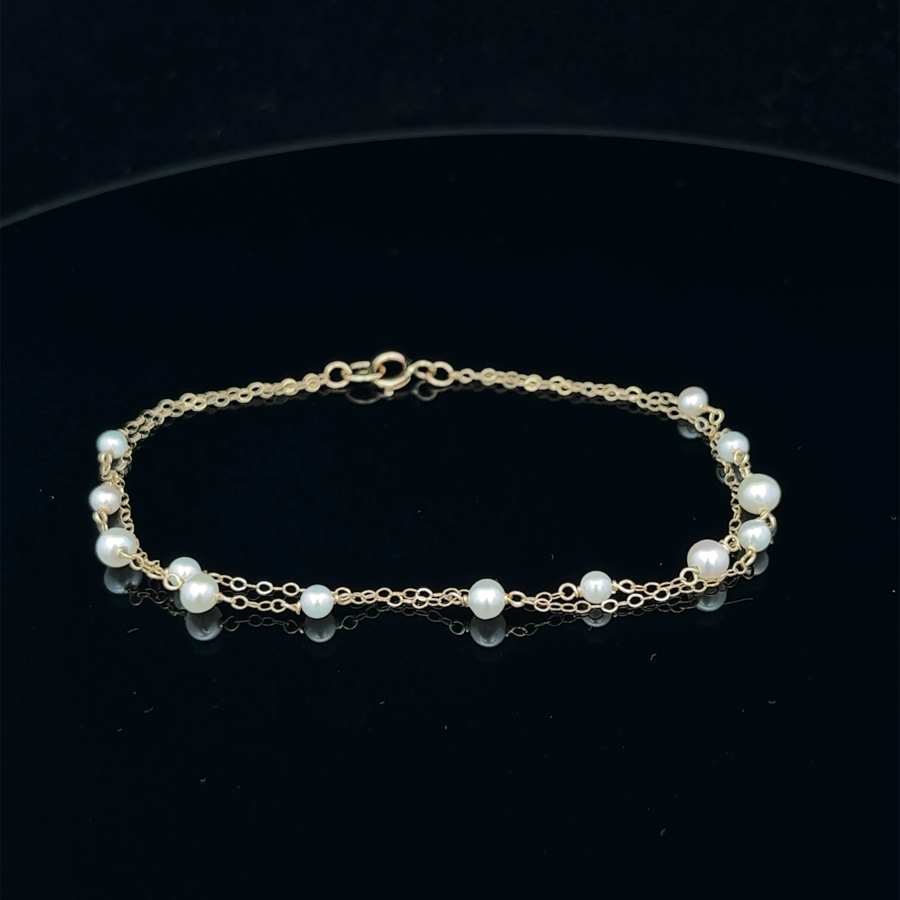 14K van luna - double-layered akoya pearl bracelet