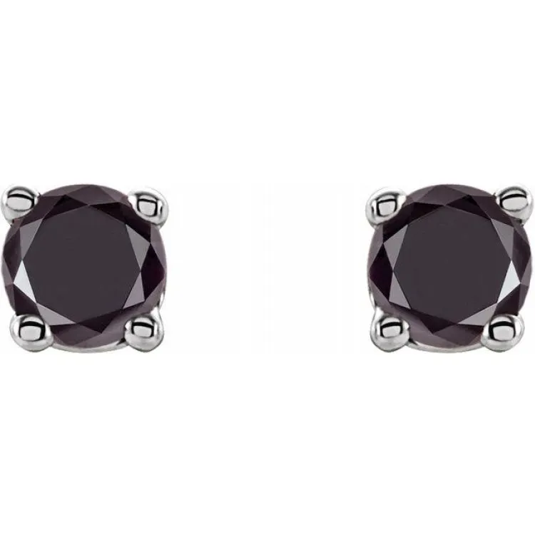 14K White 1/8 CTW Natural Black Diamond Stud Earrings