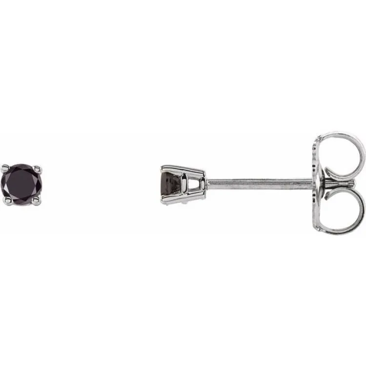 14K White 1/8 CTW Natural Black Diamond Stud Earrings