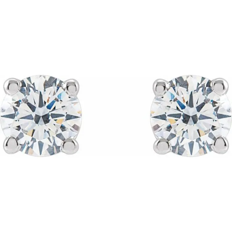 14K White 4mm :: 1/2 CTW Lab-Grown Diamond Stud Earrings