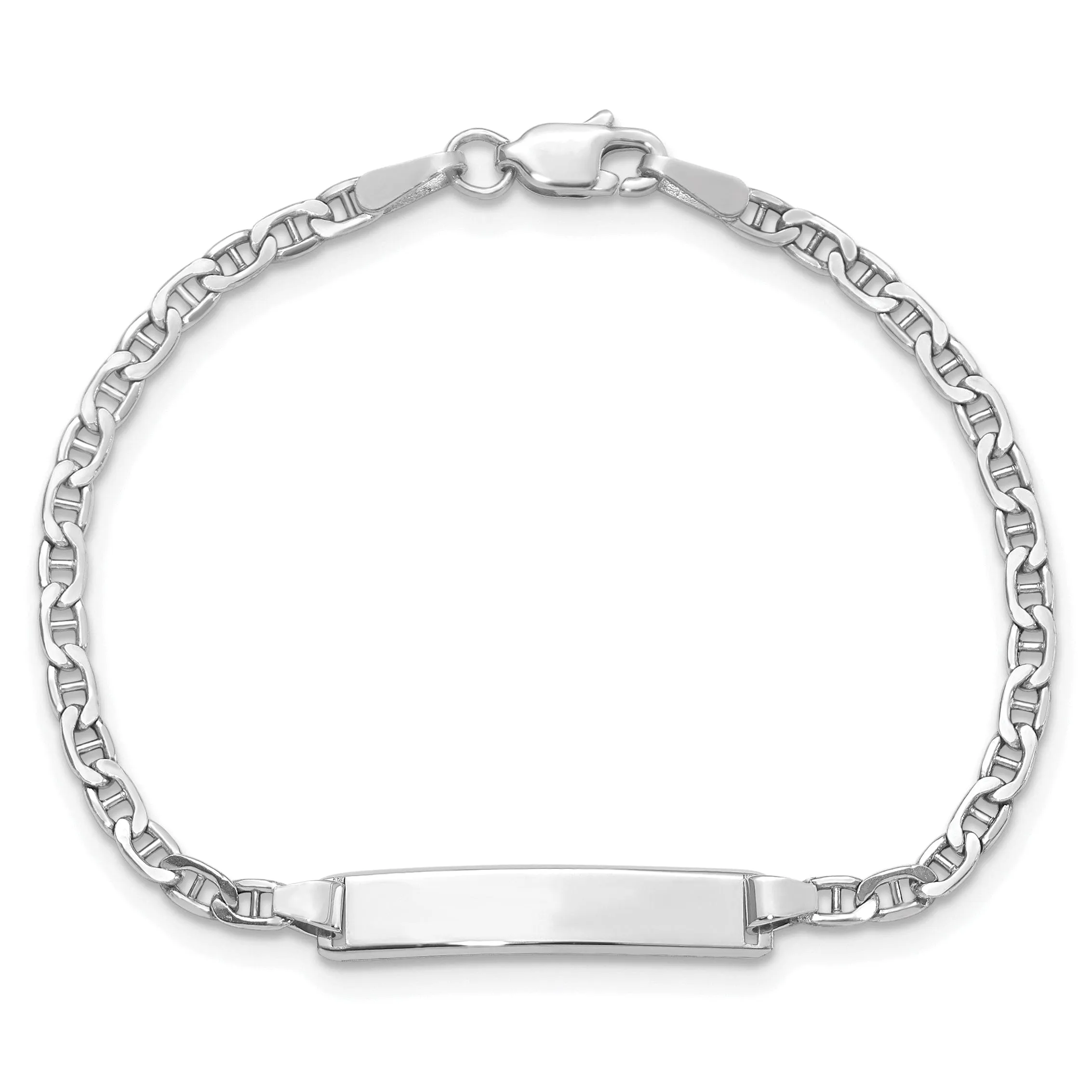 14K White Gold Childrens Anchor ID Bracelet