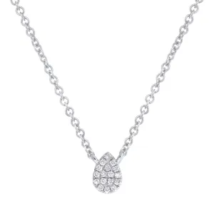 14K White Gold Diamond Necklace Pear Design