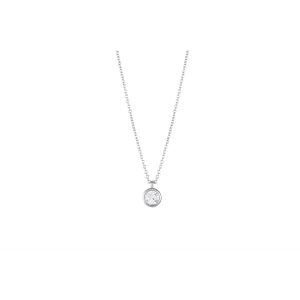 14K White Gold Round Bezel Set Diamond Necklace