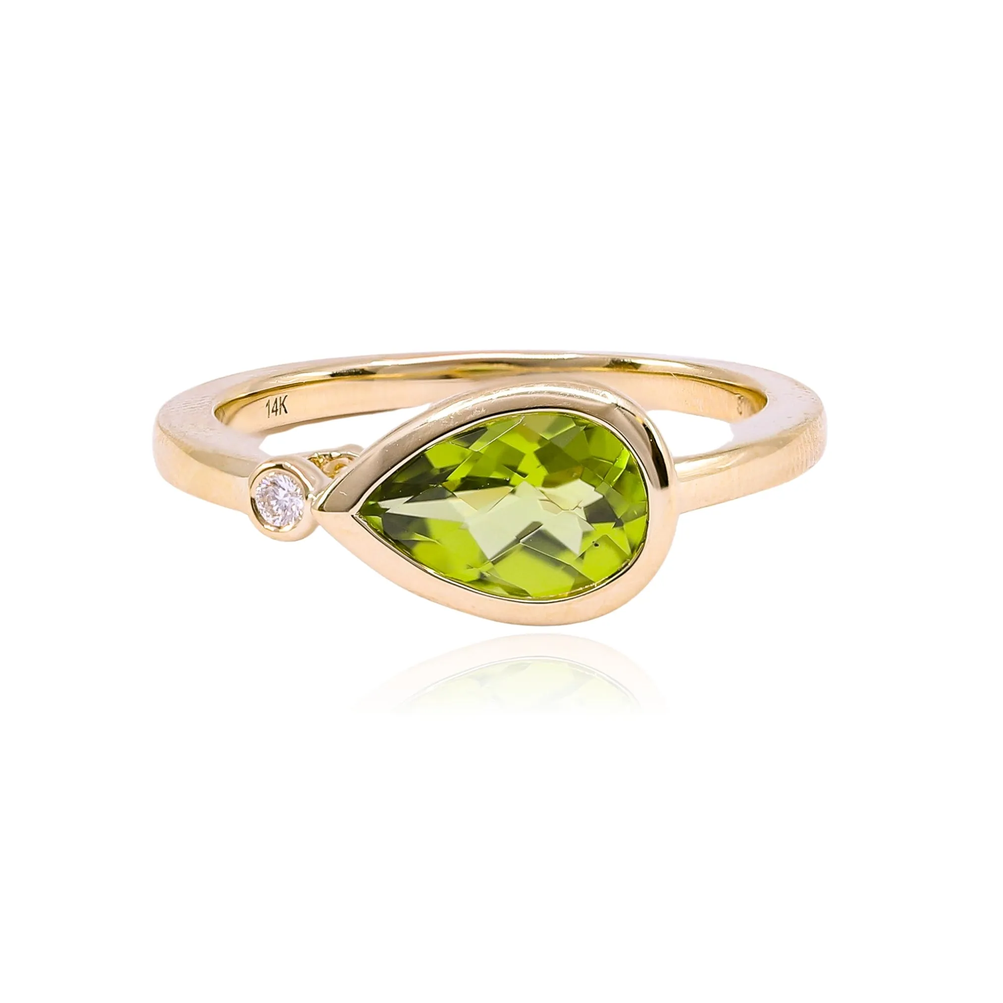 14K YELLOW GOLD TEARDROP PERIDOT RING