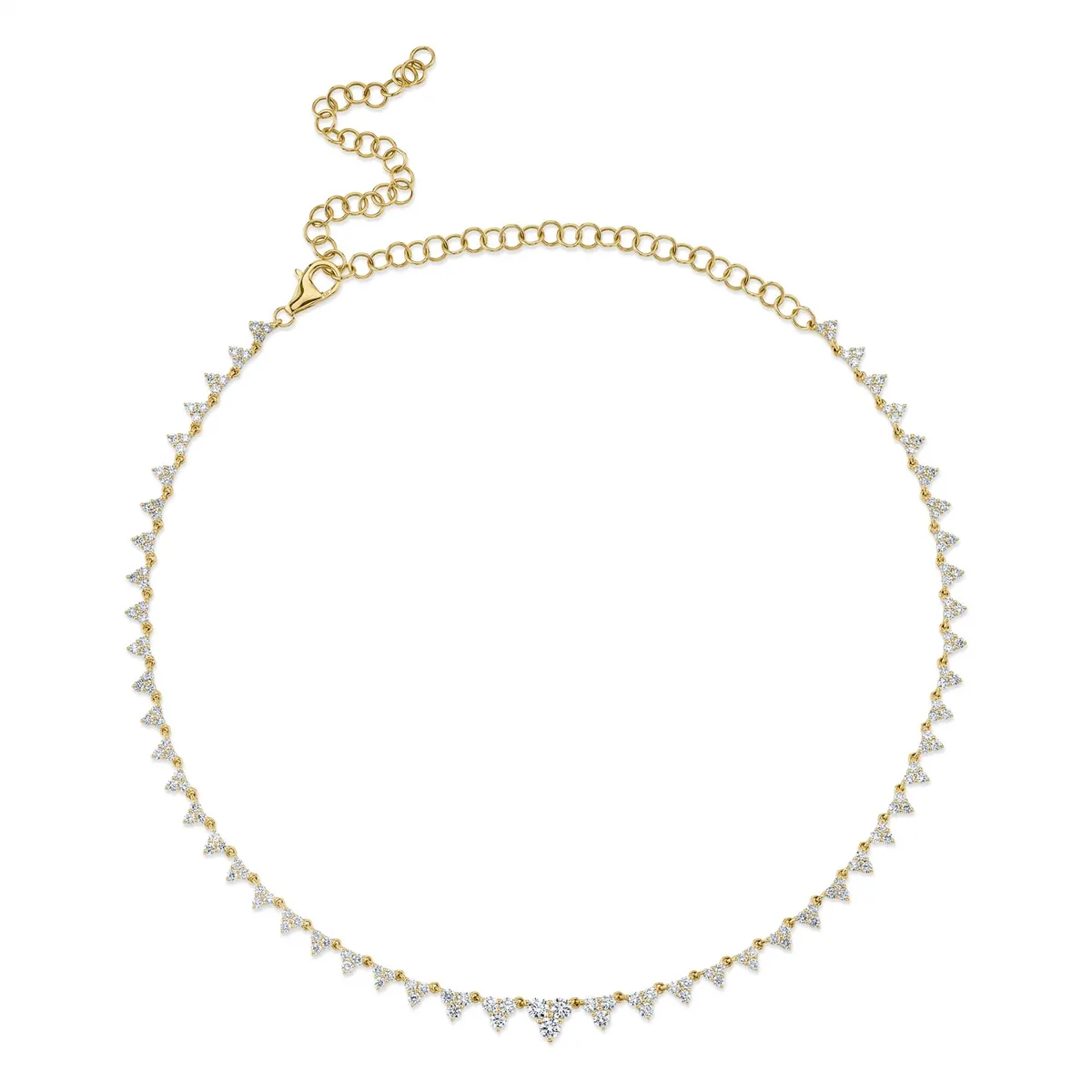 14K Yellow Gold Triangle Gradual Diamond Necklace