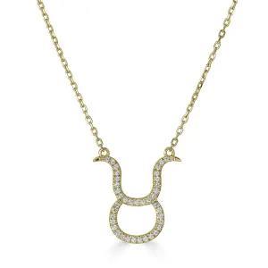 14KT GOLD 0.12 CARAT ROUND DIAMOND TAURUS NECKLACE- 2 COLORS