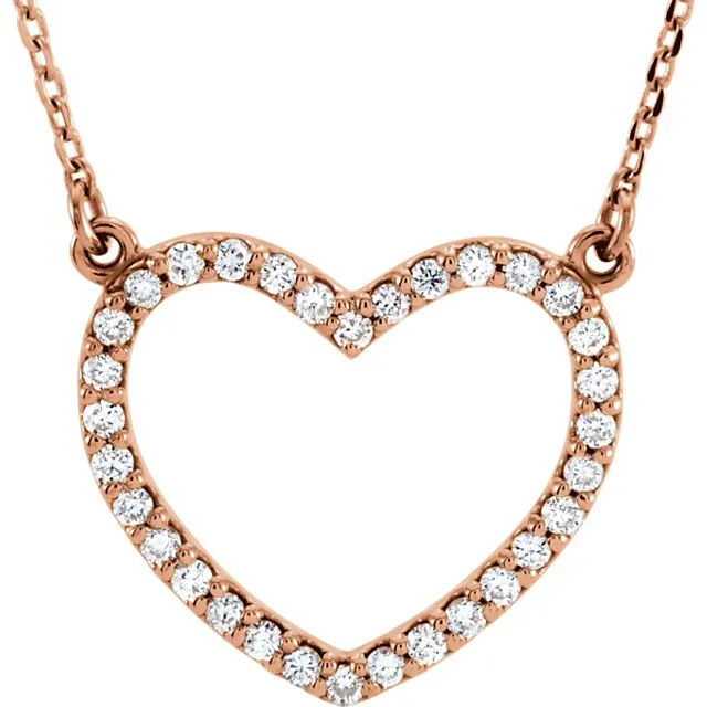 14KT GOLD 1/5 CTW DIAMOND HEART 16" NECKLACE