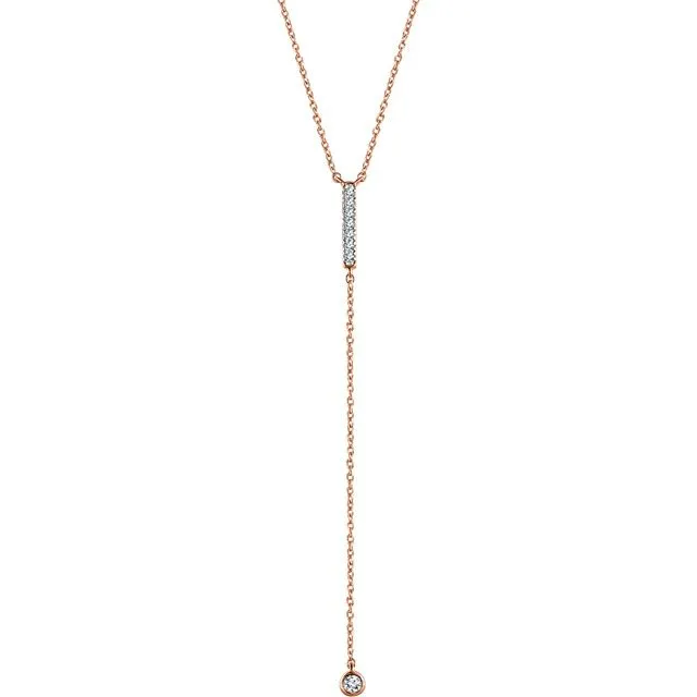 14KT GOLD 1/8 CTW DIAMOND VERTICAL BAR Y NECKLACE