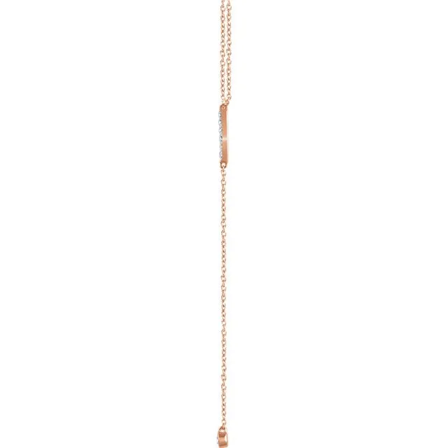 14KT GOLD 1/8 CTW DIAMOND VERTICAL BAR Y NECKLACE