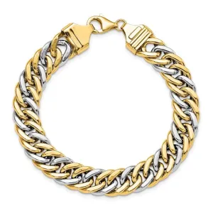 14KT Two Tone Gold Curb Link Men's Bracelet