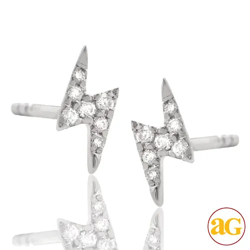 14KW 0.05CTW DIAMOND LIGHTNING BOLT EARRING STUDS