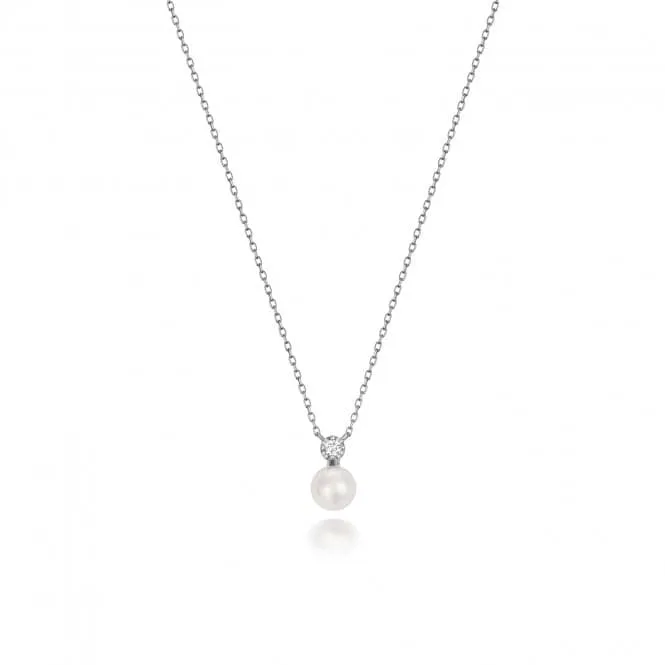 18ct White Gold Diamond & Akoya Pearl Necklace NDQ203W