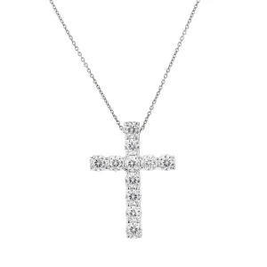 18K White Gold Diamond Cross Pendant Necklace