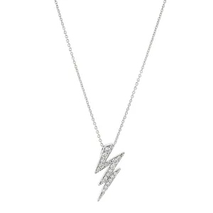 18K White Gold Diamond Lightning Bolt Necklace