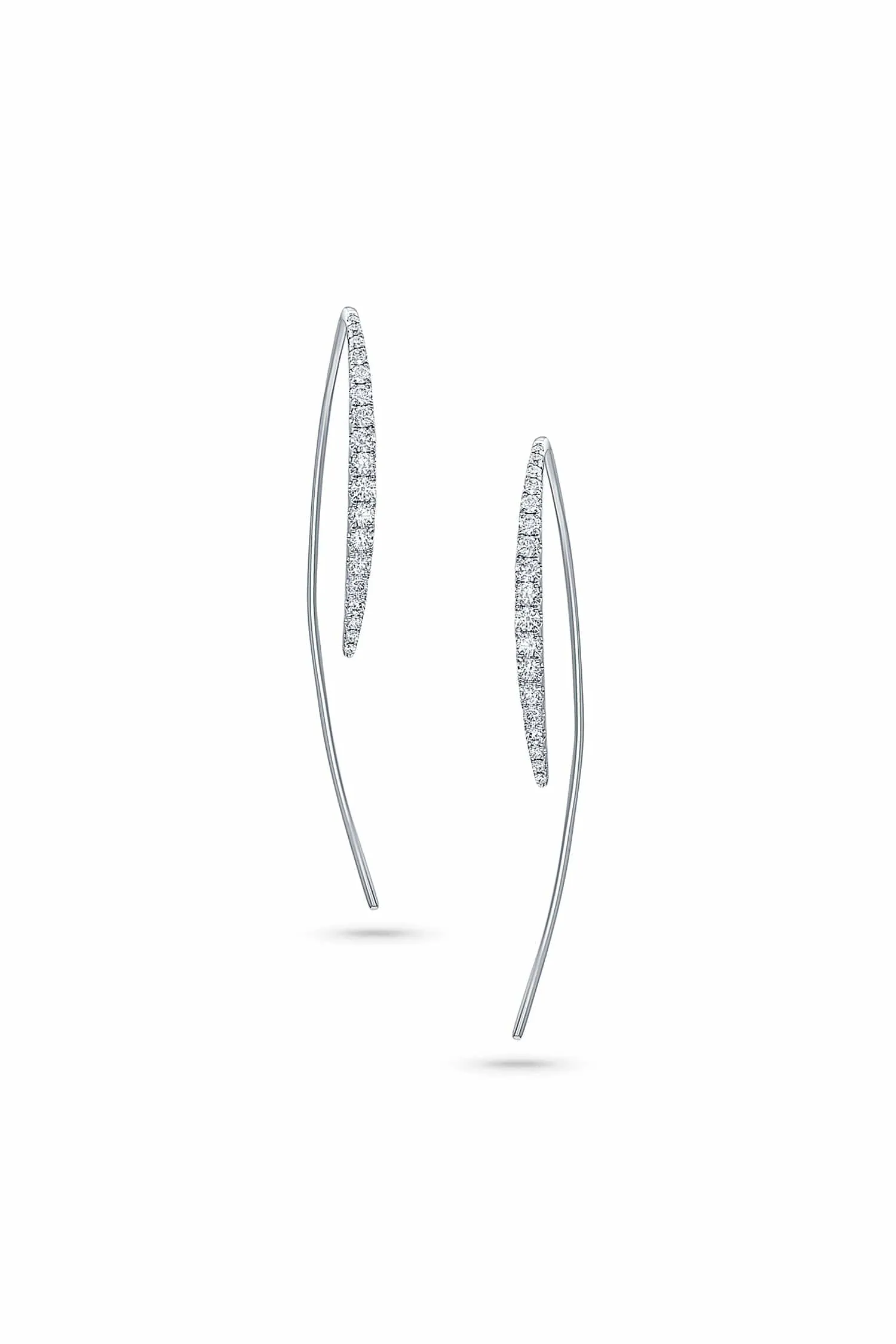 18kt White Gold Diamond Curve Earrings