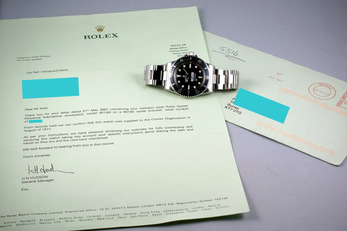 1977 Rolex Submariner 5514 COMEX with Henry Hudson Letter