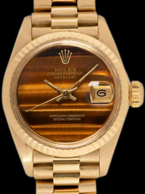 1981 Rolex Ladies Datejust 18K YG (Ref. 6917) Tiger Eye Stone Dial