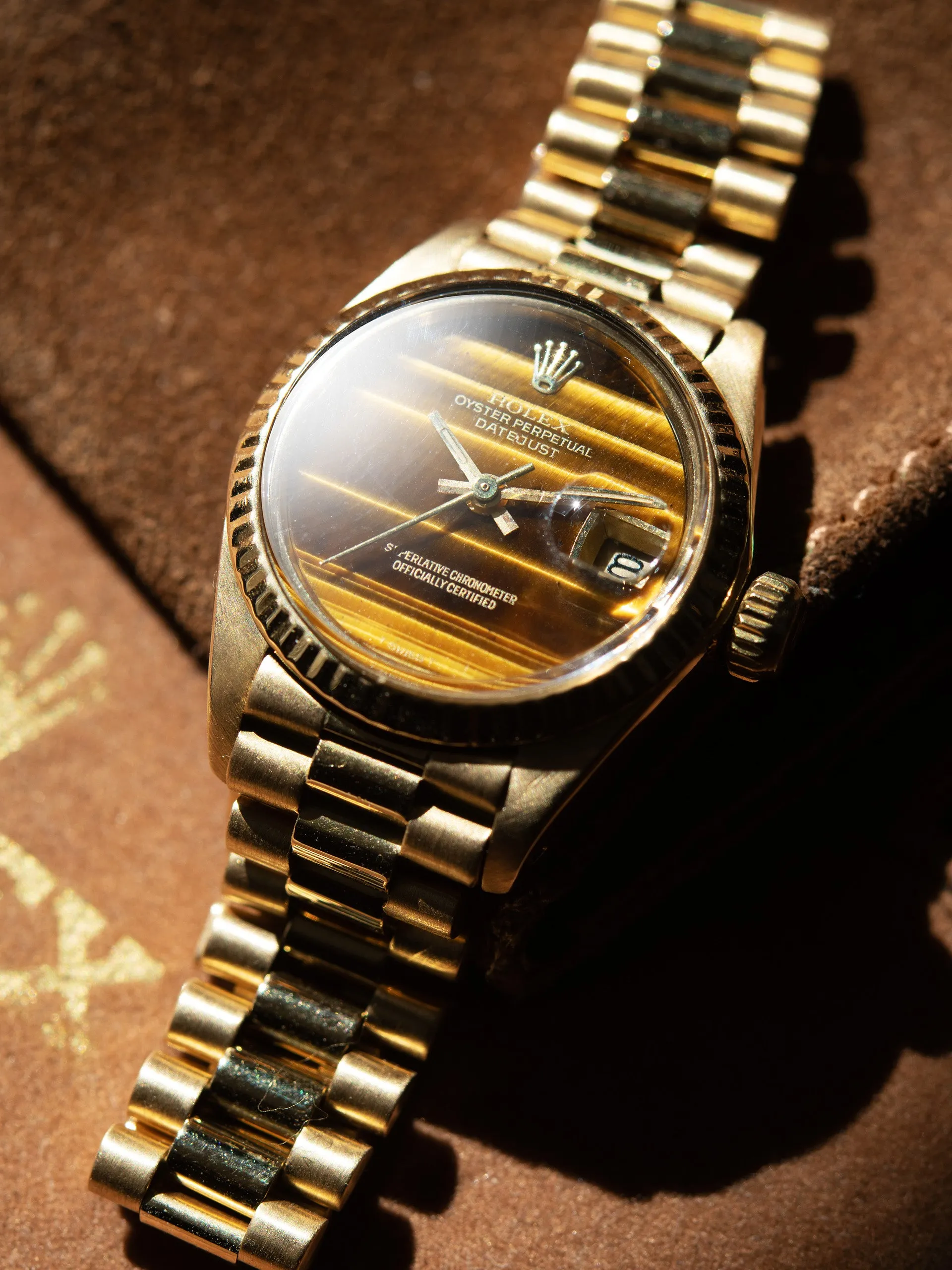 1981 Rolex Ladies Datejust 18K YG (Ref. 6917) Tiger Eye Stone Dial