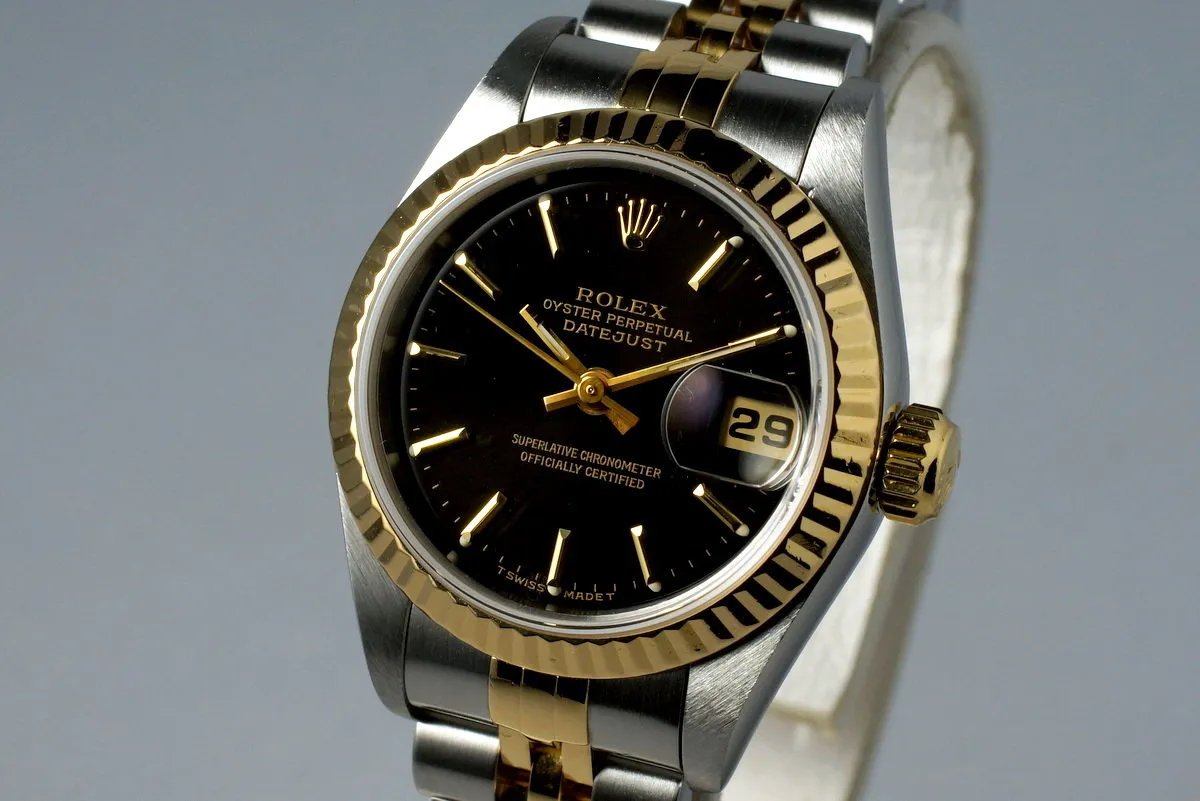 1995 Rolex Ladies Two Tone DateJust 69173 Black Dial