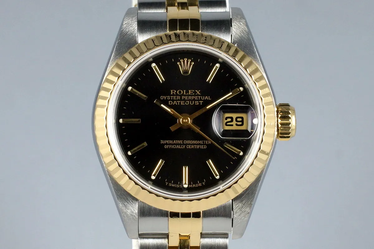 1995 Rolex Ladies Two Tone DateJust 69173 Black Dial