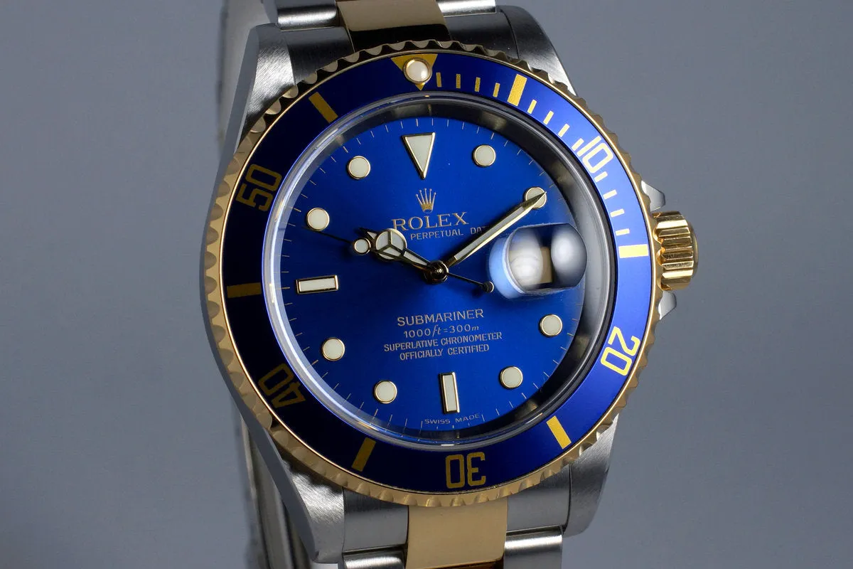 2006 Rolex Two Tone Blue Submariner 16613