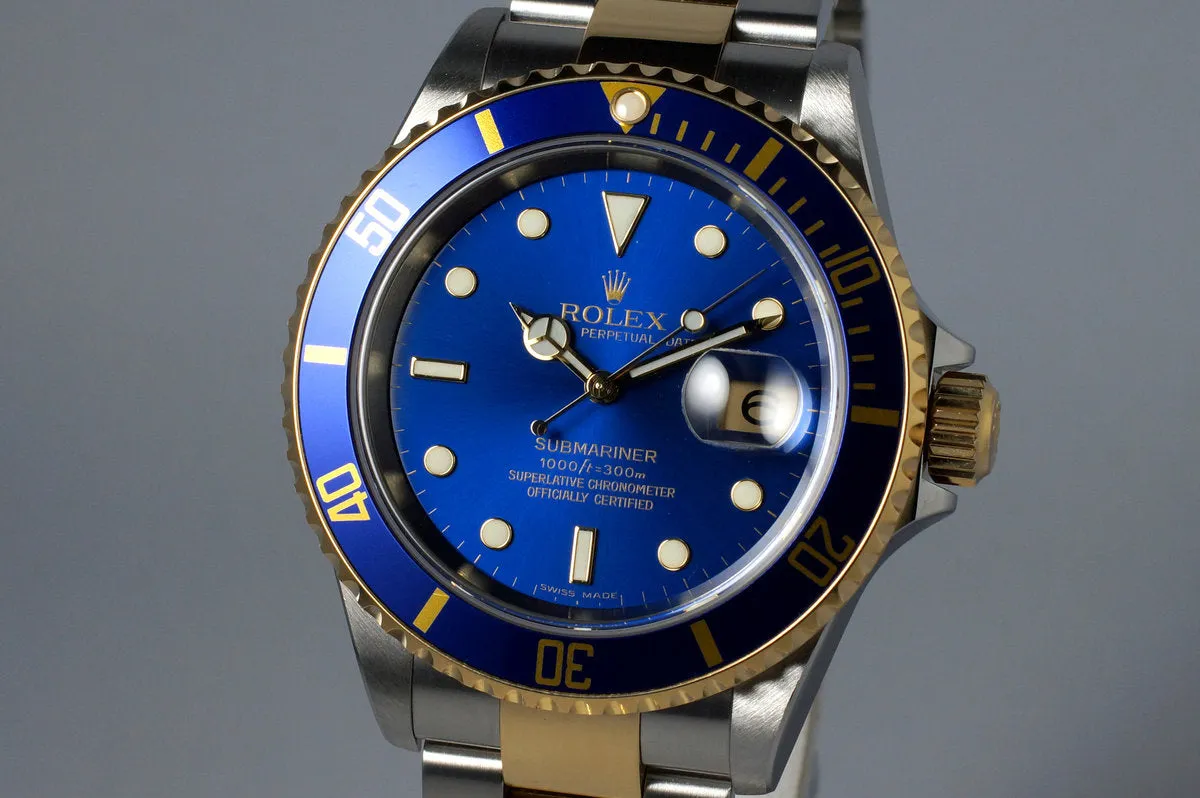 2006 Rolex Two Tone Blue Submariner 16613