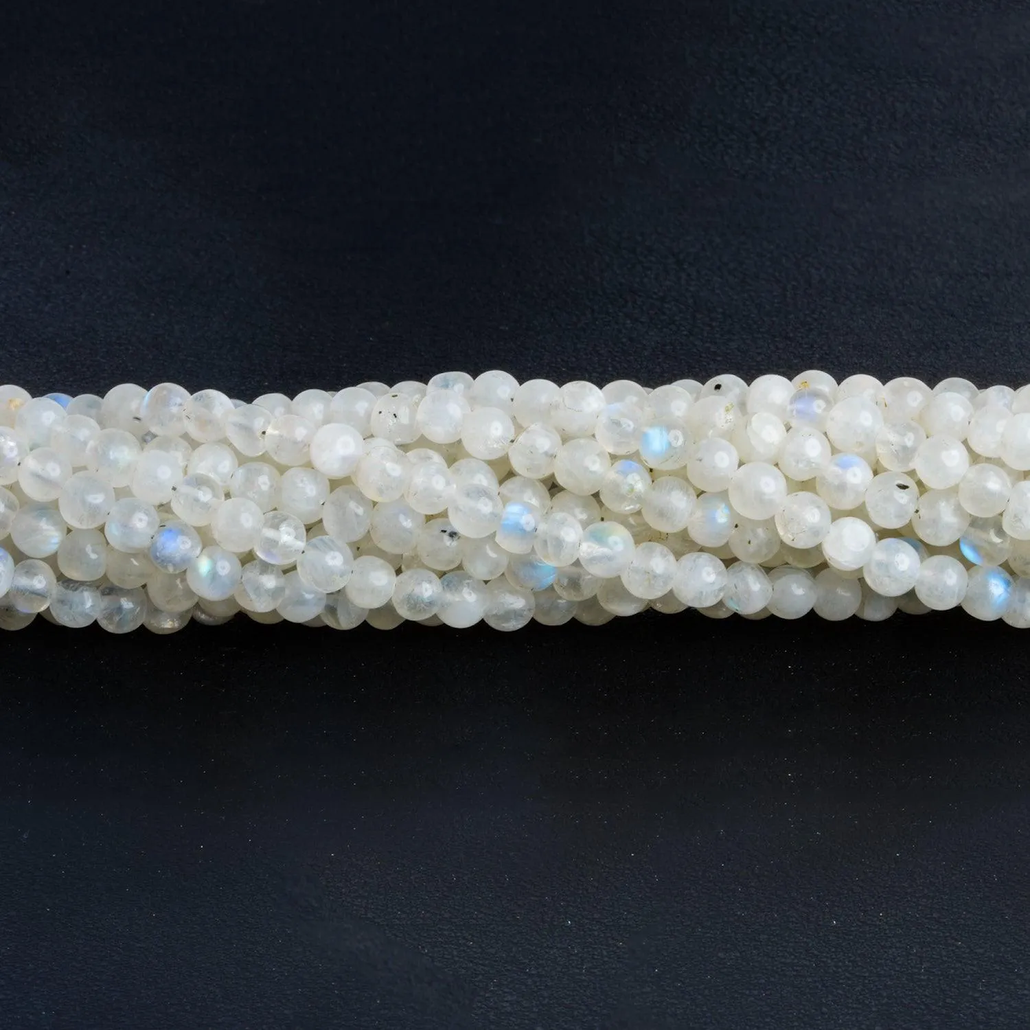 4-5mm Rainbow Moonstone Rounds 16 inch 95 beads