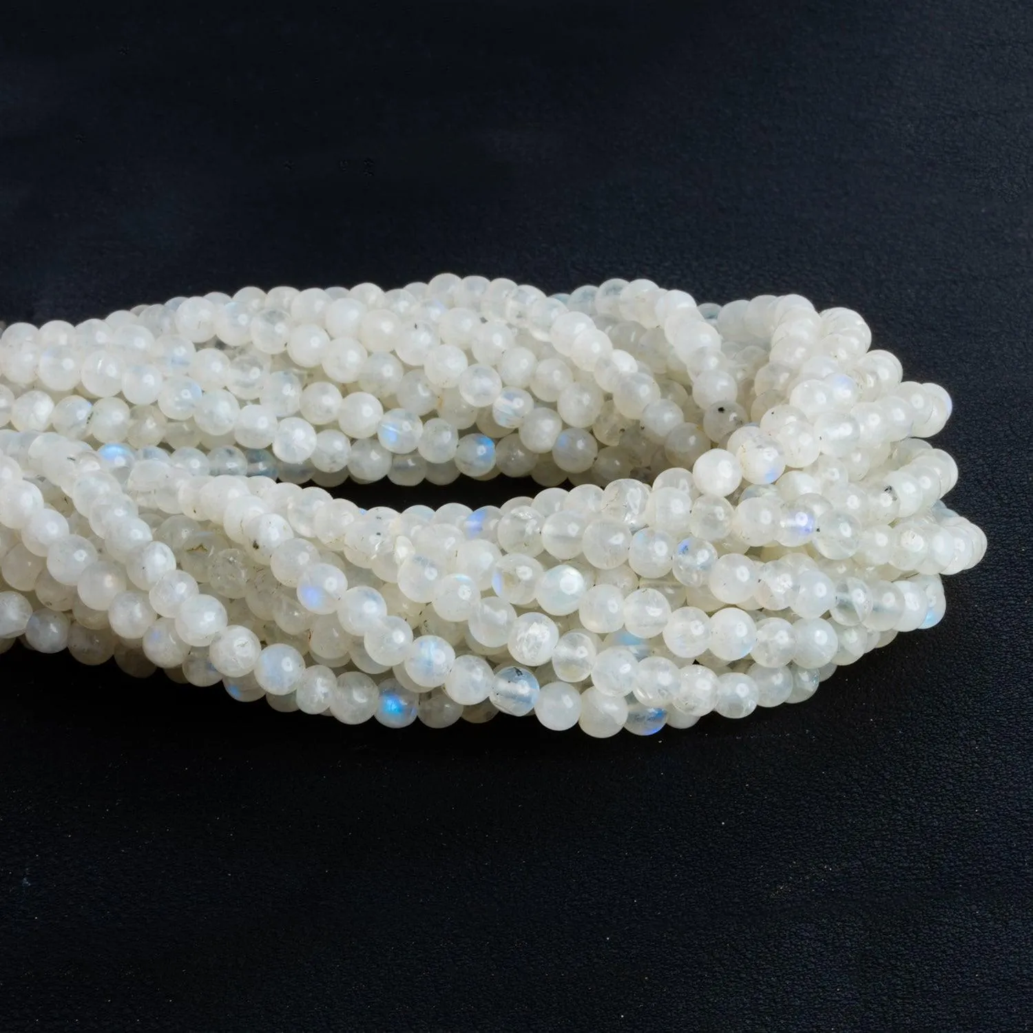 4-5mm Rainbow Moonstone Rounds 16 inch 95 beads