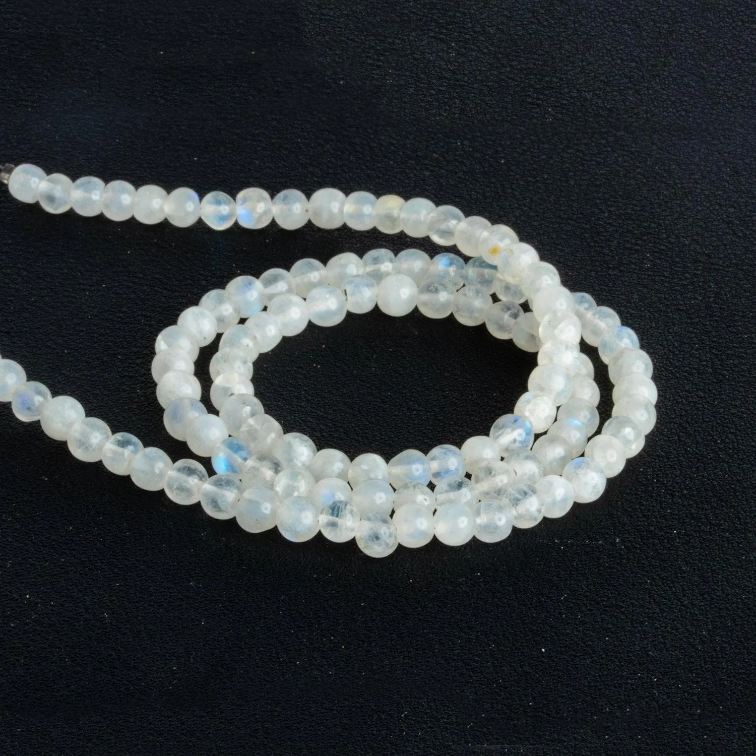 4-5mm Rainbow Moonstone Rounds 16 inch 95 beads