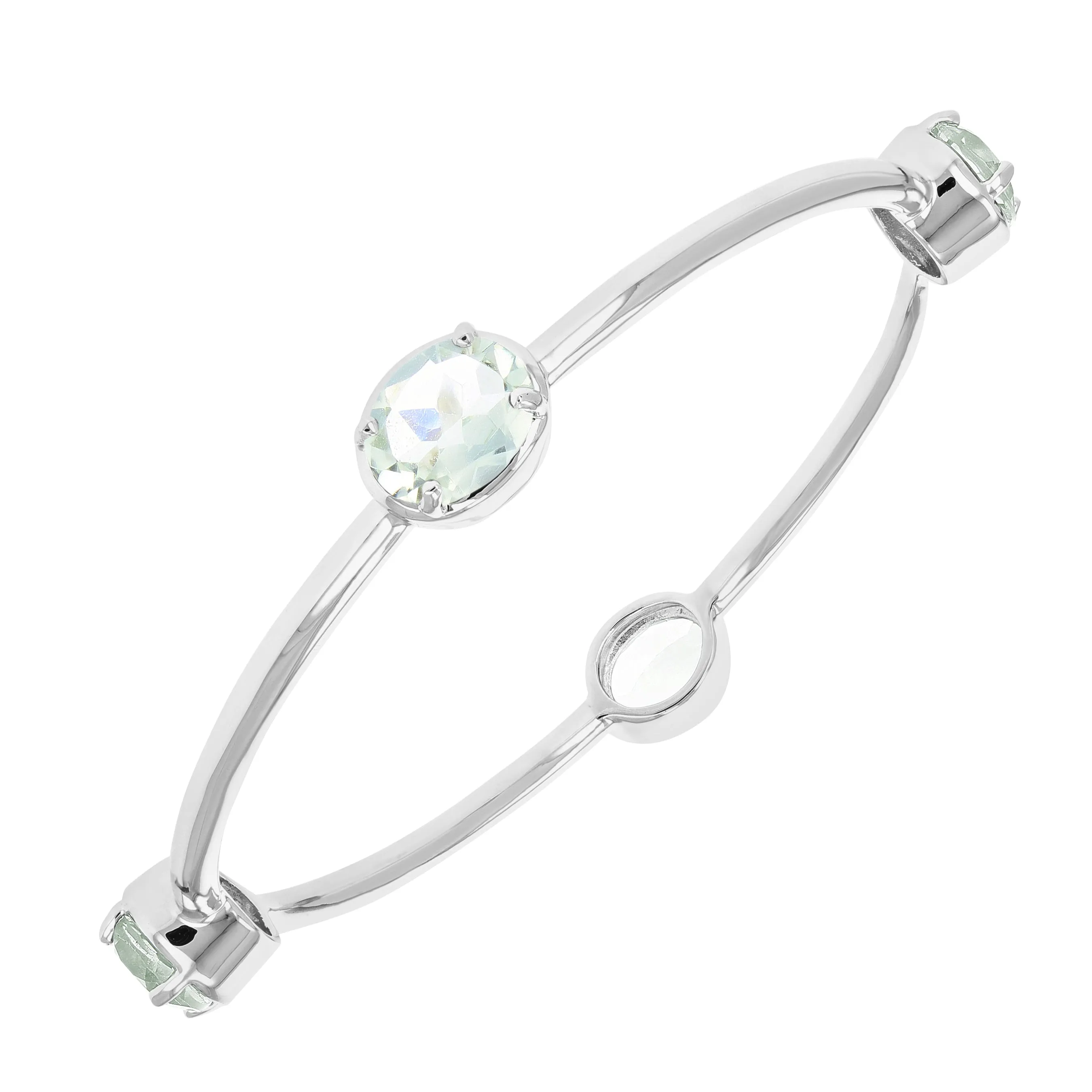 8.50 cttw Green Amethyst Bangle Bracelet Brass With Rhodium Plating 11x9 MM Oval