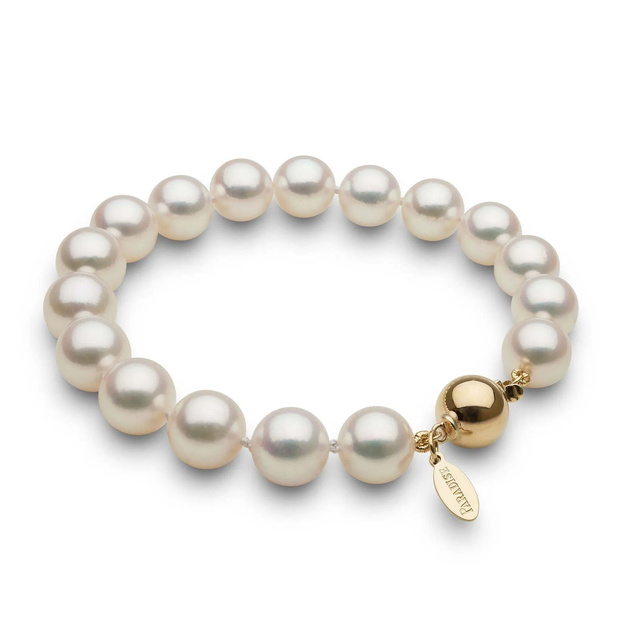 9.0-9.5 mm White Hanadama Akoya Pearl Bracelet