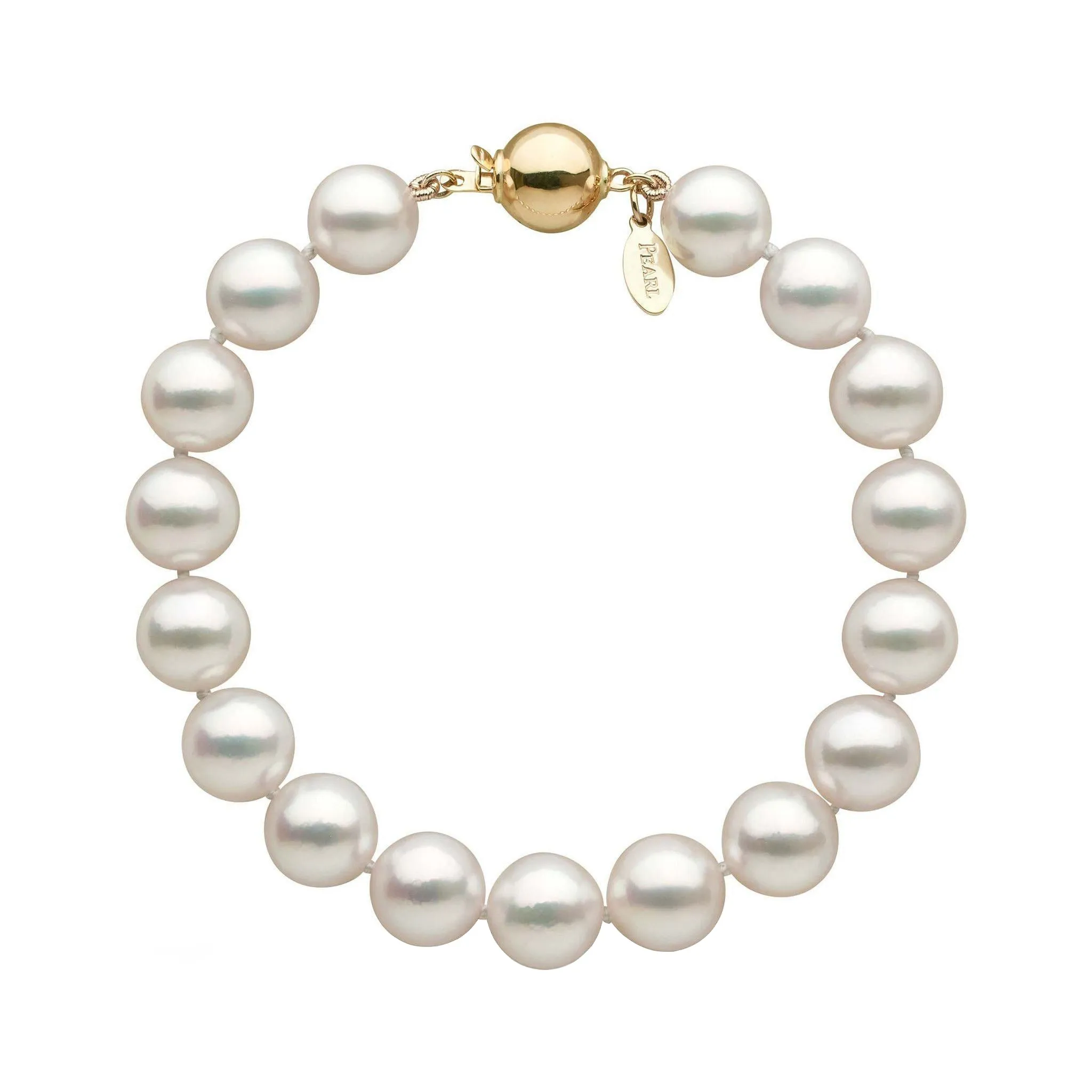 9.0-9.5 mm White Hanadama Akoya Pearl Bracelet