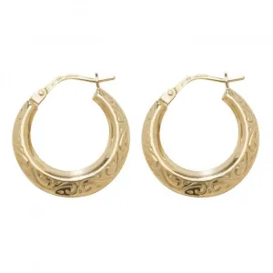 9ct Yellow Gold 12mm Creole Earrings ER148