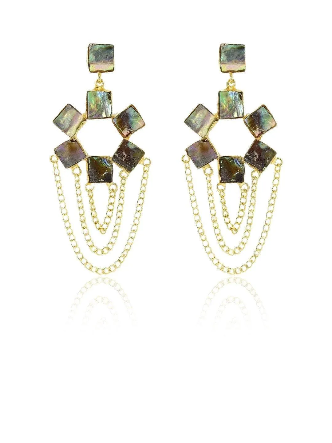 Abalone Shell Drop Gold Earrings