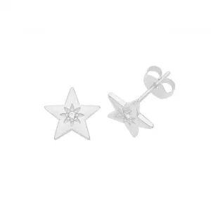 Acotis Silver Earrings Set Rhodium Zirconia Star G51252