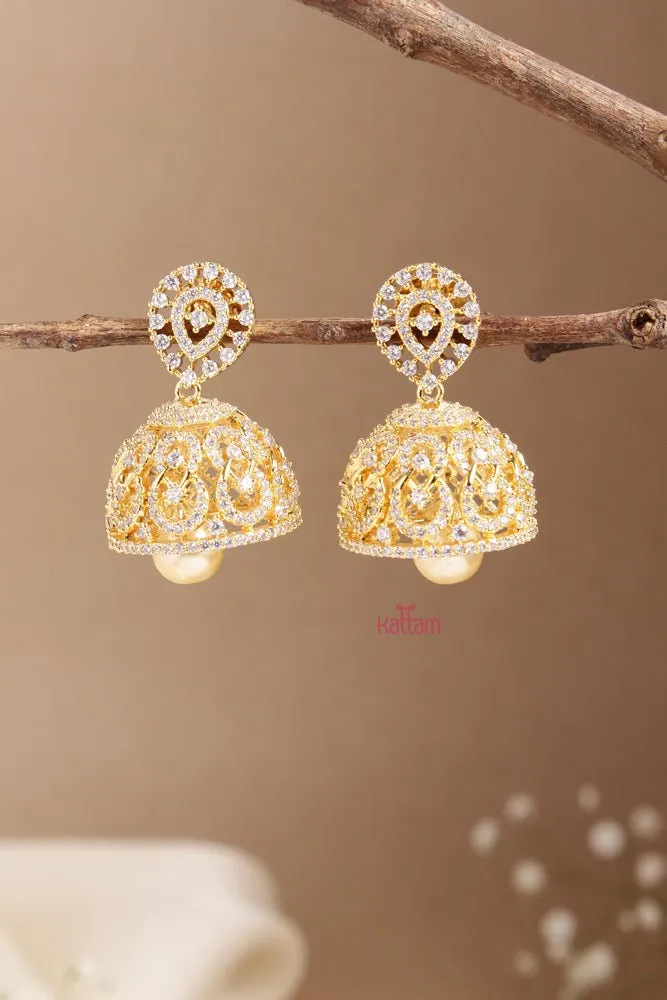 AD Stone Drop Flower Jhumka