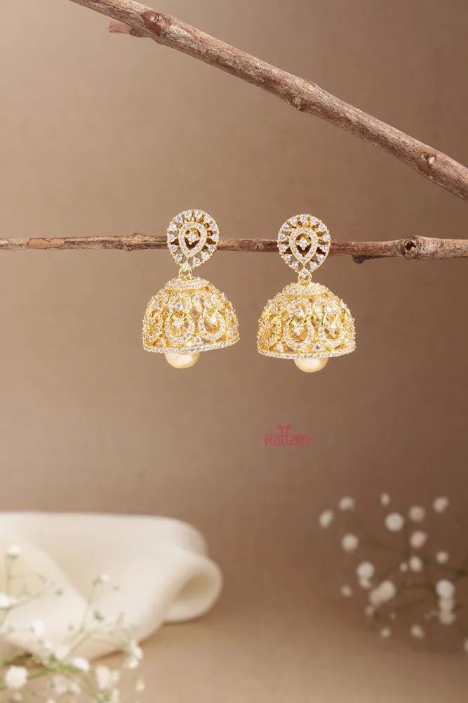 AD Stone Drop Flower Jhumka