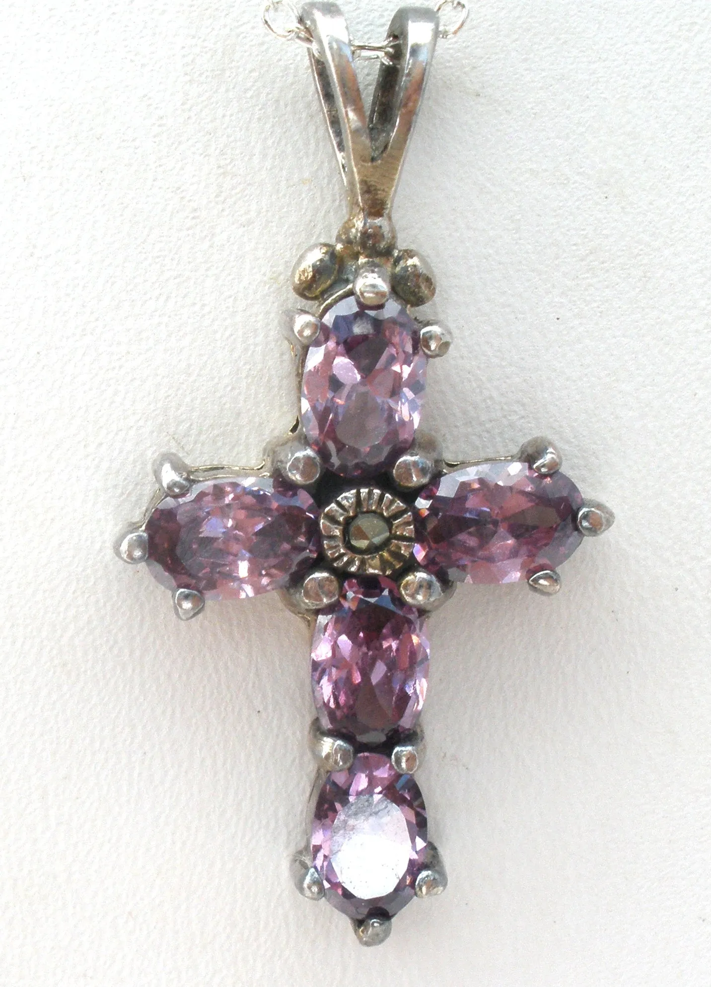 Amethyst Cross Pendant Necklace 18"